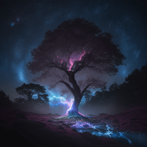 AI generated: <https://s.mj.run/5pNsVSE5cHI> The birth of Creation, a leafy Tree with energetic and colorful strea...