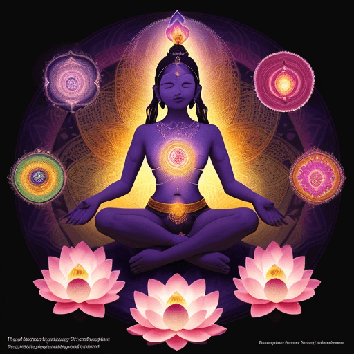 AI generated: The energy of the mind, source of spirituality life force of the universe, the chakras, lotus flower