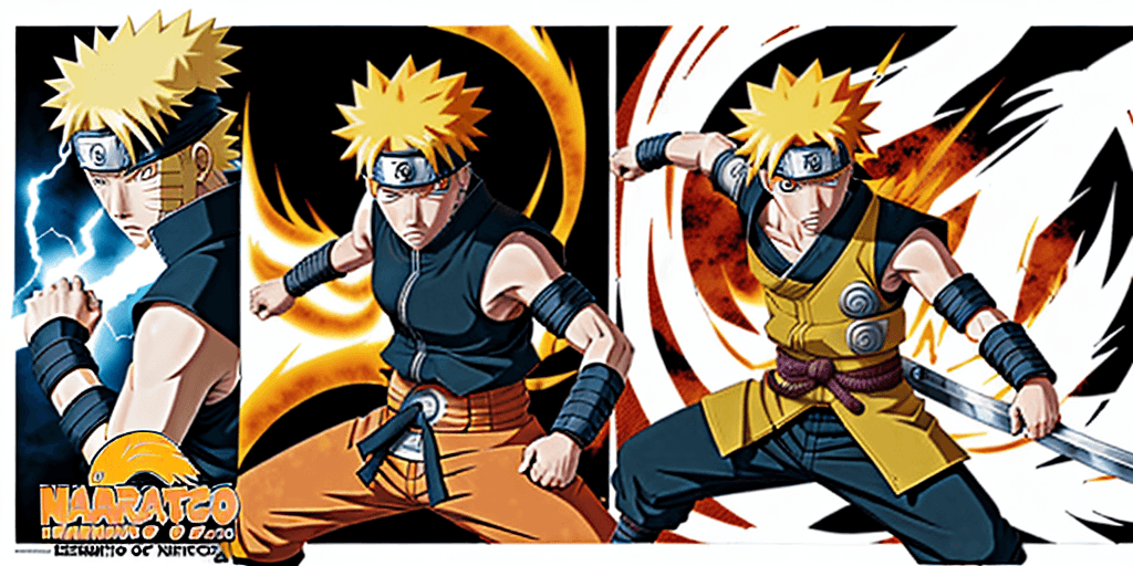 AI generated: book poster, centralimage of Naruto Uzumaki, in a heroic pose, perhaps fighting enemy,elements from ...