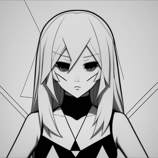 AI generated: geometric triangle lines cartoon anime,{{{{{{black and white style}}}}}},no color