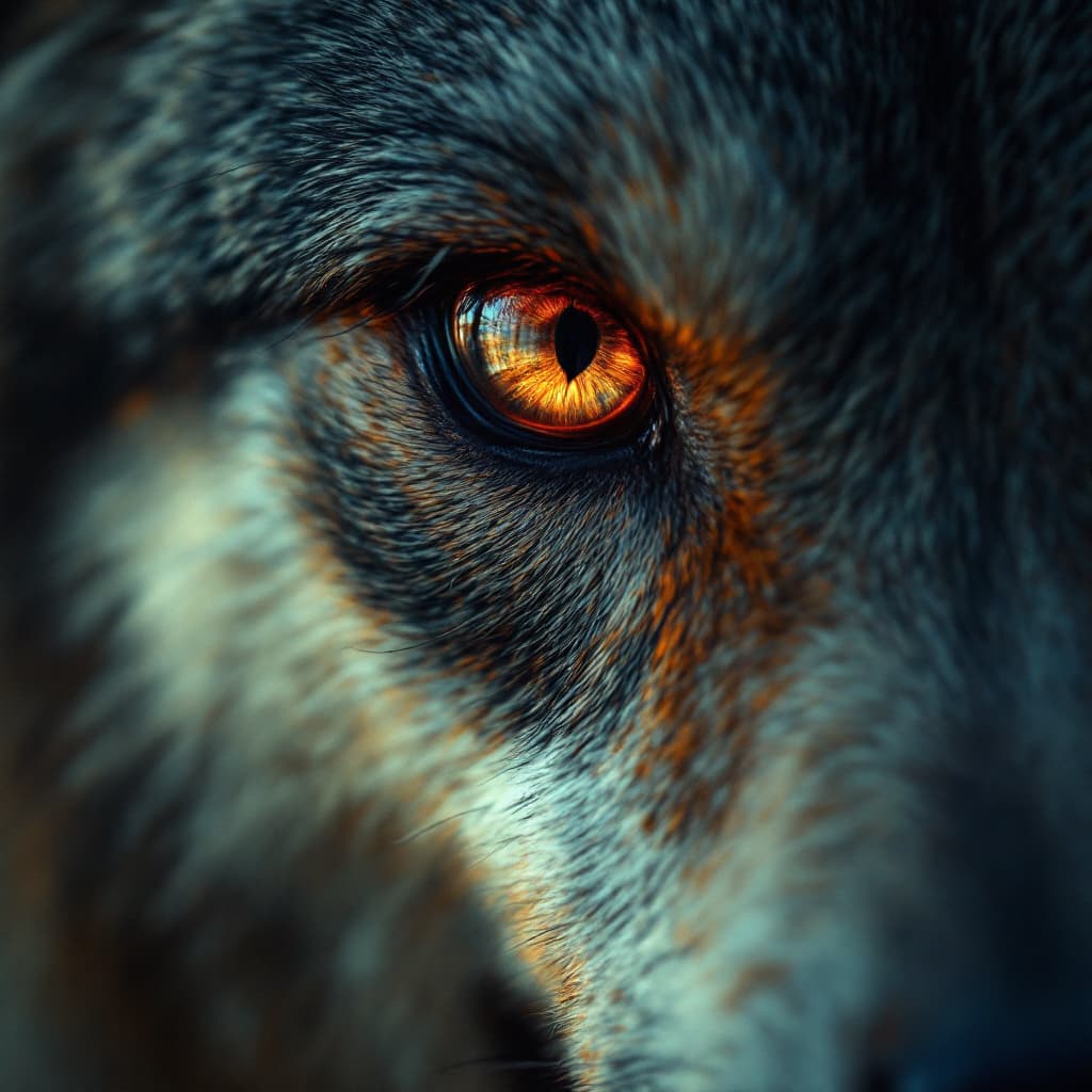 AI generated: Reborn, Wolf eye, High detail RAW color art, diffused soft lighting, shallow depth of field, exotic,...