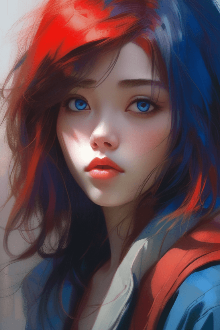AI generated: a close up of a stunningly beautifull 25 years old woman, big dreamy eyes, beautiful intricate color...