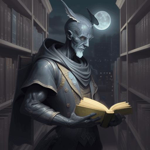 AI generated: misterious figure with a book in his hand at the library, by night <lora:xl_more_art-full_v1:0.7> <l...