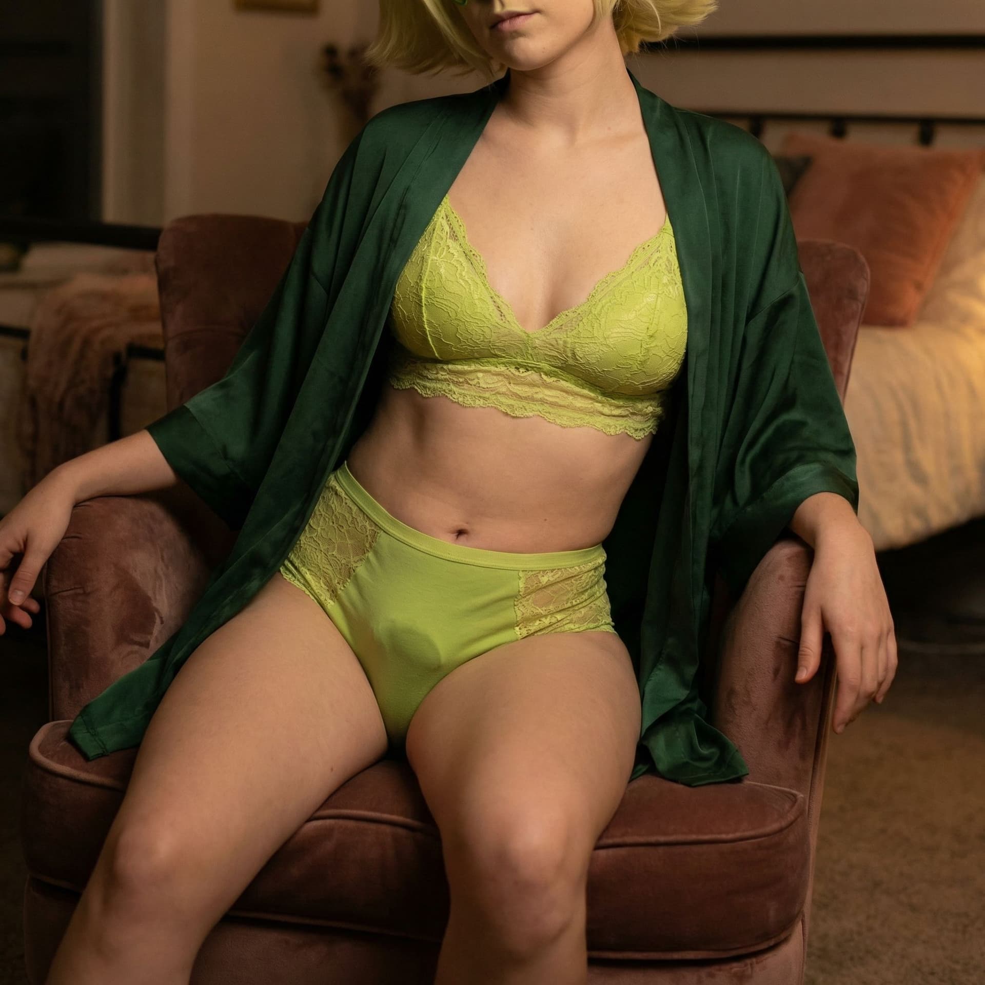 AI generated: peridot in any position sexual, with lingerie, bulge on his panty futanari 