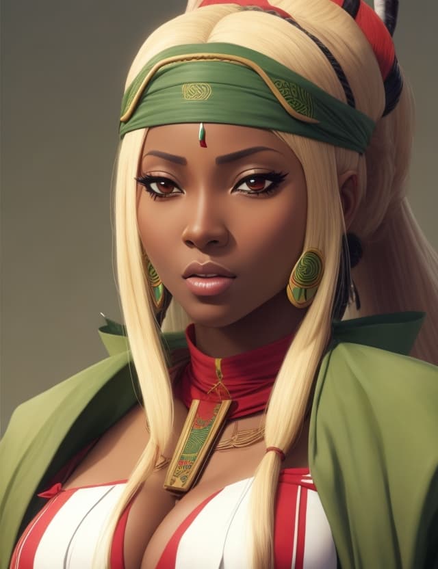 AI generated: hiperrealistic Tsunade in african costume