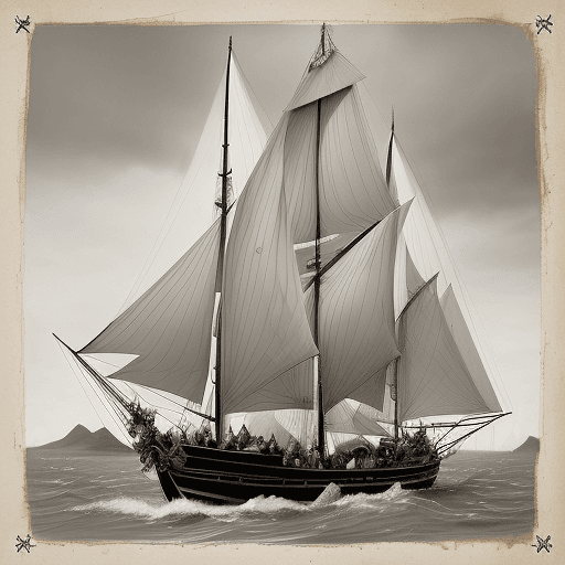 AI generated: A photograph style  the universe of warhammer fantasy role play. A river boat. First she carries tri...