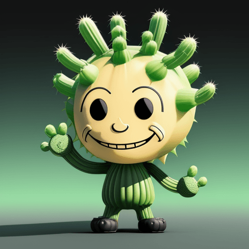 AI generated: Manga cactus with Black eyes and Smiley face and his hand is making a positive signal, one piece, an...