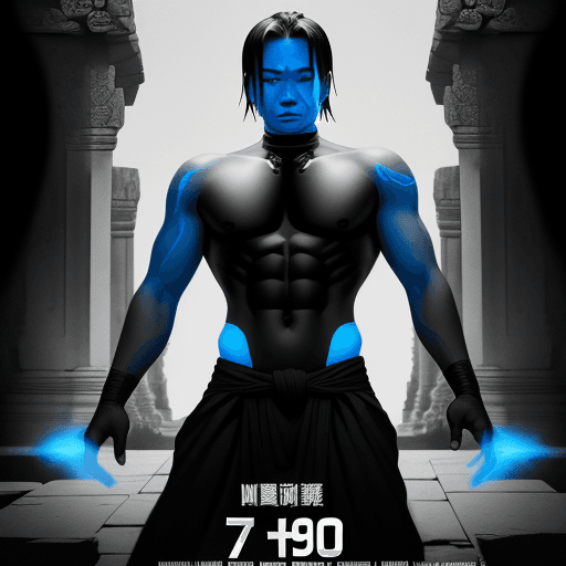 AI generated: movie poster, male character in black, white and blue, in the style of yoh nagao, light-focused --ar...