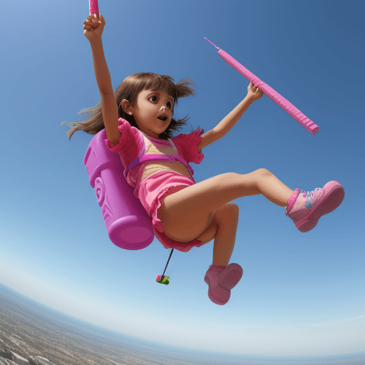 AI generated: niña jugando con un pez volador en el multiverso 