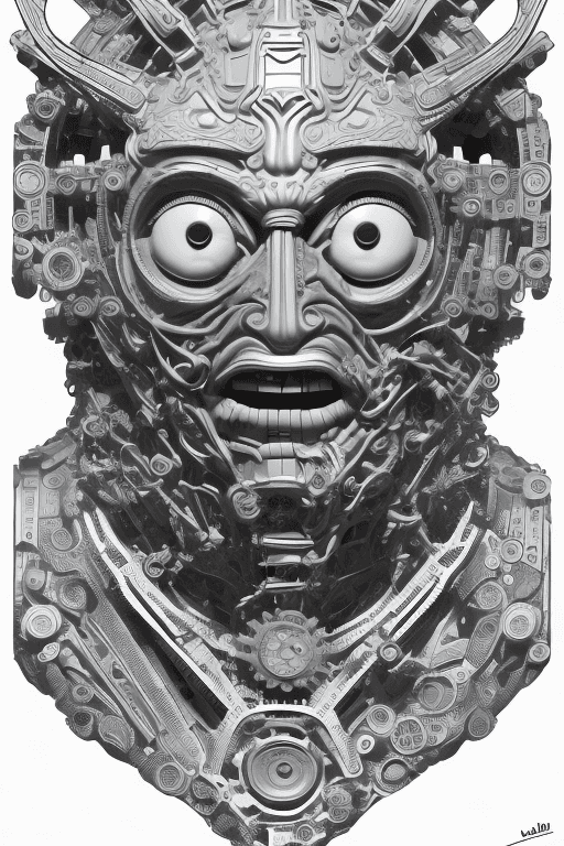 AI generated: FULL BODY CHARACTER, "the mask is unlatched and hangs open to the side" "revealing his true face", "...