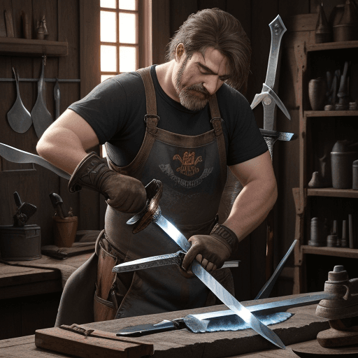 AI generated: blacksmith use hammer to create sword
