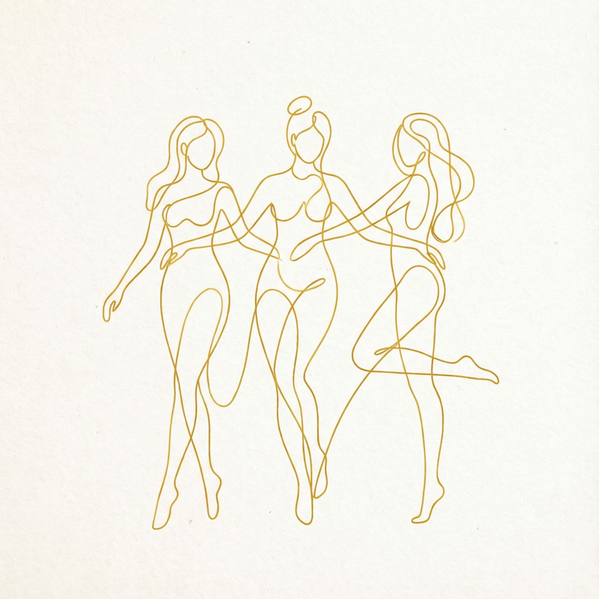 AI generated: illustration, women, three, yellow, outlines --ar 9:16