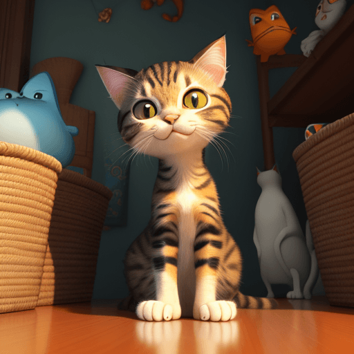 AI generated: A 3D Pixar rendering of a cat weaving with its paws reminiscent of the animation in "Finding Nemo." ...