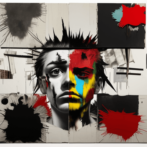 AI generated: Image reflecting anger and frustration about my friend's drug addiction, mixing pop art style with a...