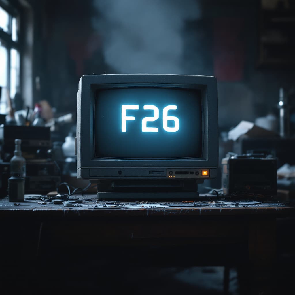 AI generated: detailed cinematic dof render of an old dusty detailed CRT monitor on a wooden desk in a dim room wi...