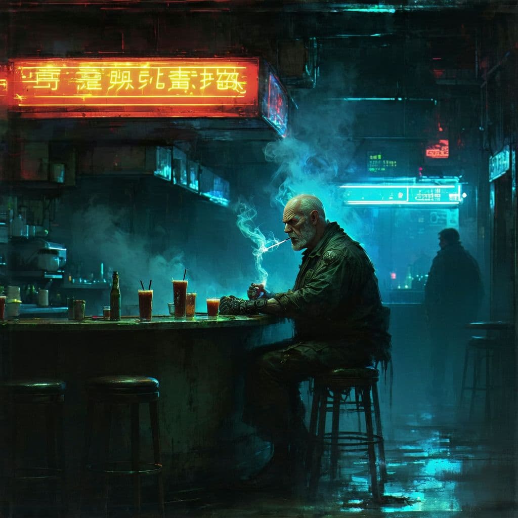 AI generated: (Cyberpunk, futuristic, noir aesthetic, grunge, high detail, cinematic lighting, waist-up portrait, ...