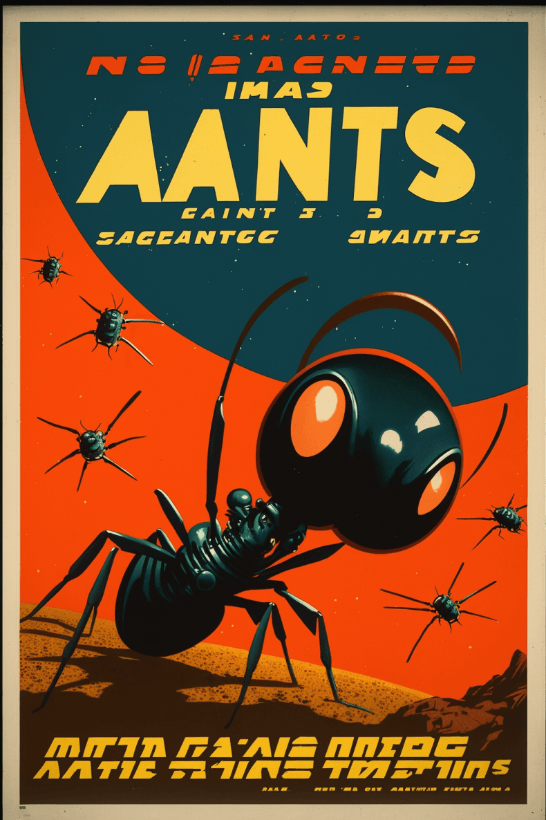 AI generated: A high quality 1960's movie poster of the movie ants in Space, movie poster style --ar 2:3