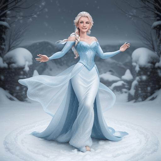 AI generated: Elsa from Disney Live series, (detailed stunning snow environment), cinematic, cover art, full body,...