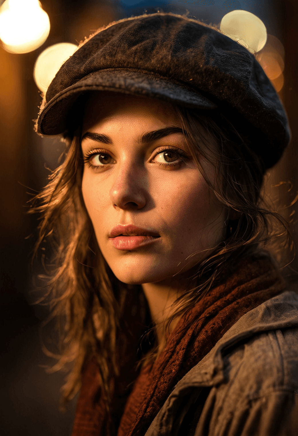 AI generated: A highly detailed portrait of a beautiful woman with an expression of introspection. Her faces the c...