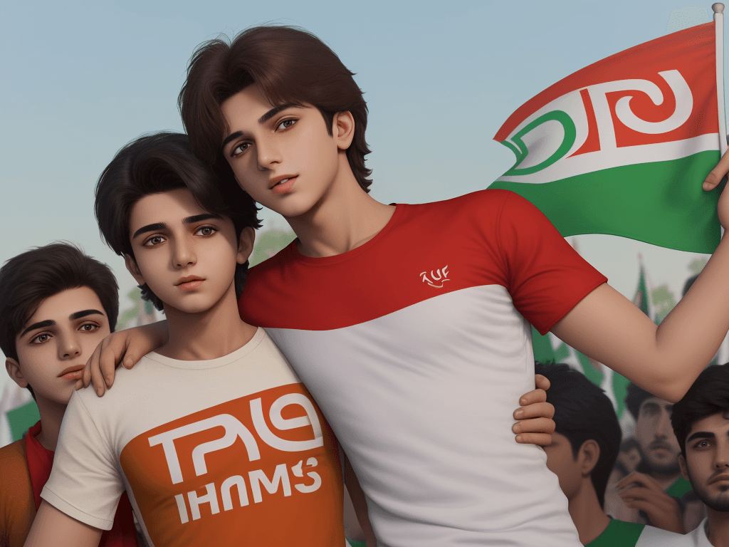 AI generated: A 20 Years old Young Boy Wearing PTI
Colour T-shirt With Name "HARIS is written,
Front of boy Has PT...