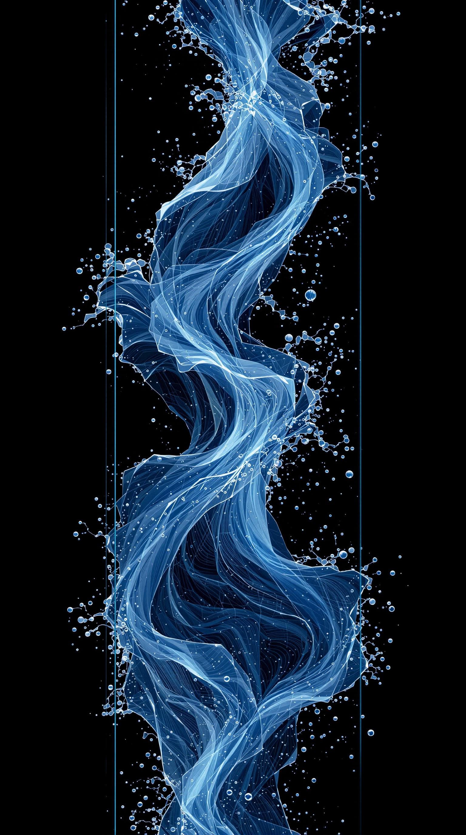 AI generated: conceptual image, waves in a clear box, solid black backdrop --ar 9:16 --raw --profile f775fdj --sty...