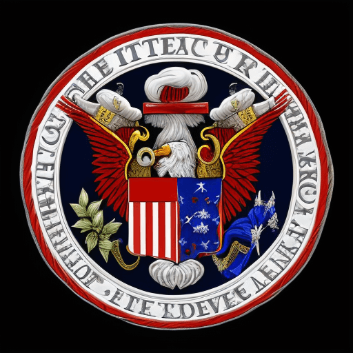 AI generated: Create a MAGADONIA family crest in red white and blue, Realistic, 4x Upscaled, proper spelling of "M...