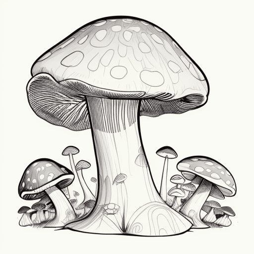 AI generated: mushroom, line art, cartoon, anime