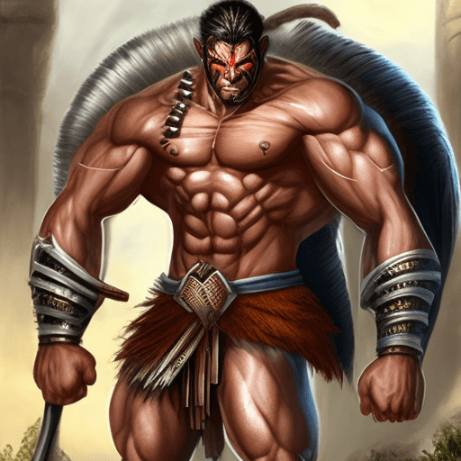 AI generated: Amazon warrior muscular 