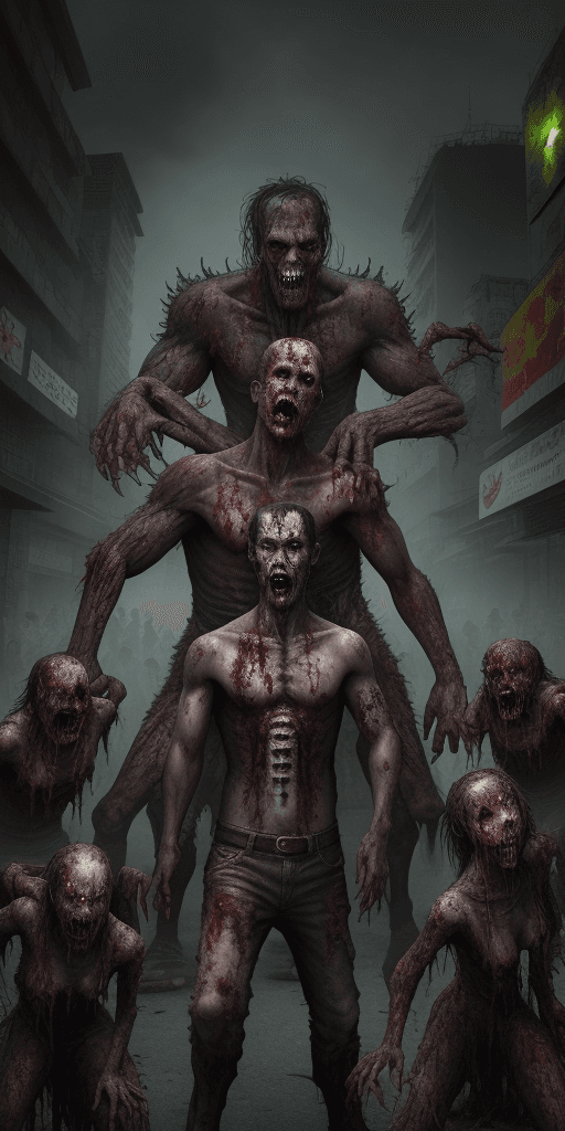 AI generated: masterpiece, best quality, 100zombies, monster  zombie focus, looking at viewer,  Bangkok city, scen...