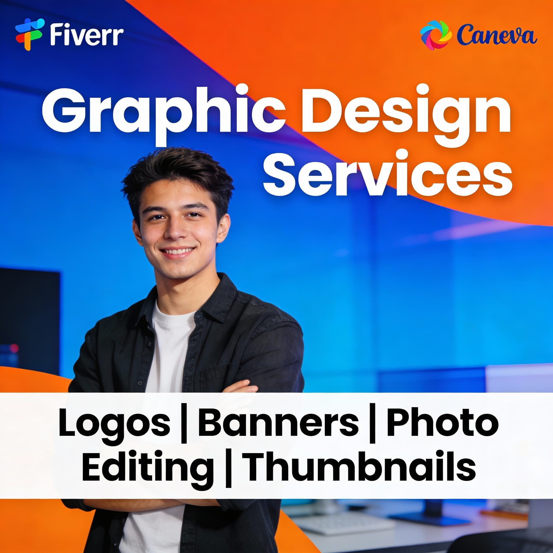 AI generated: 
"Create a sharp, professional thumbnail for a Fiverr graphic designer gig. The thumbnail should fea...