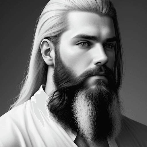 AI generated: High resolution photography , man, model pose, minimalist, stylish nessy long hairstyle, beard, prof...