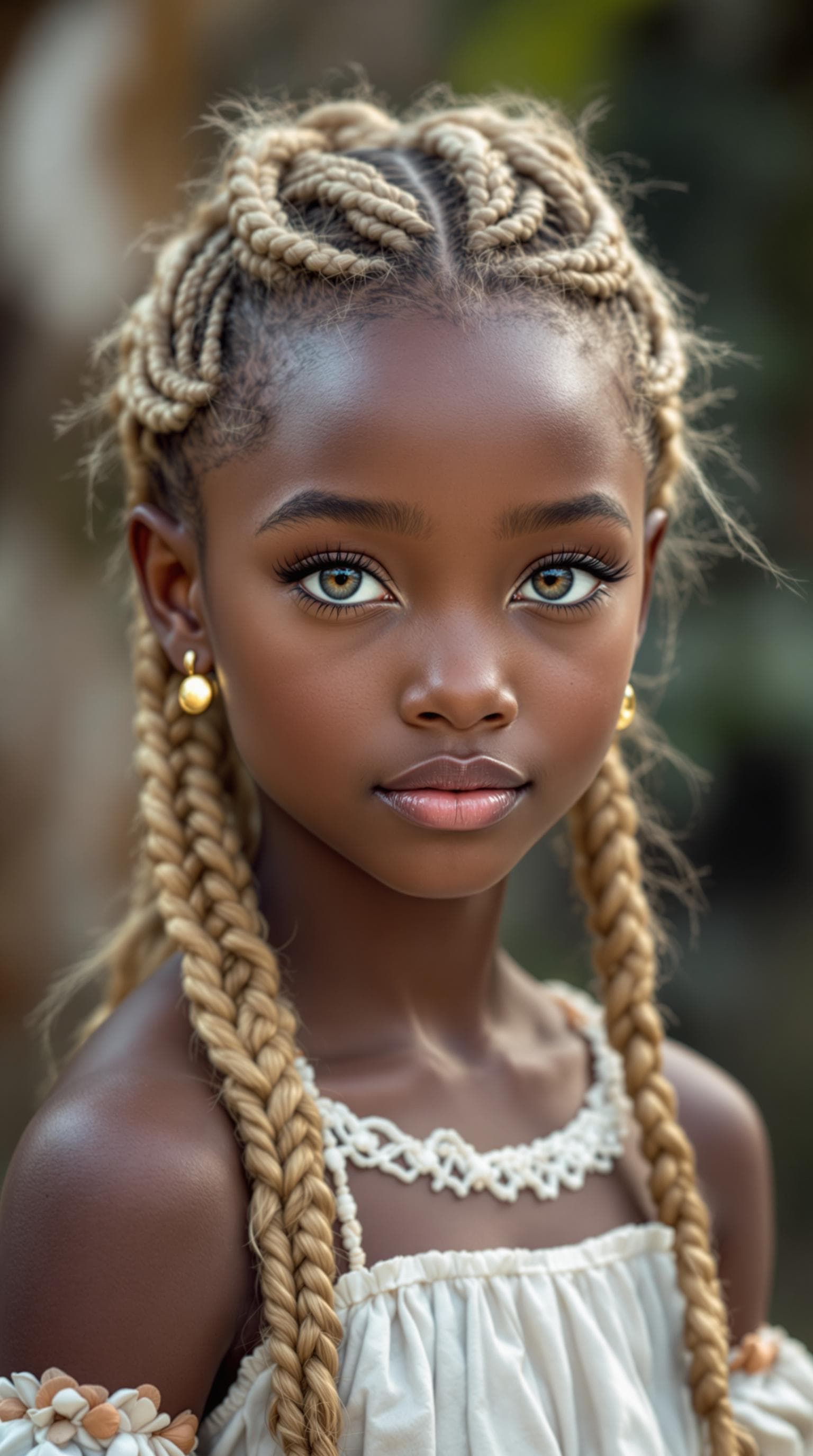 AI generated: a professional photo of a exceptionally beautiful girl in the world (age 10), (ten year old), Africa...