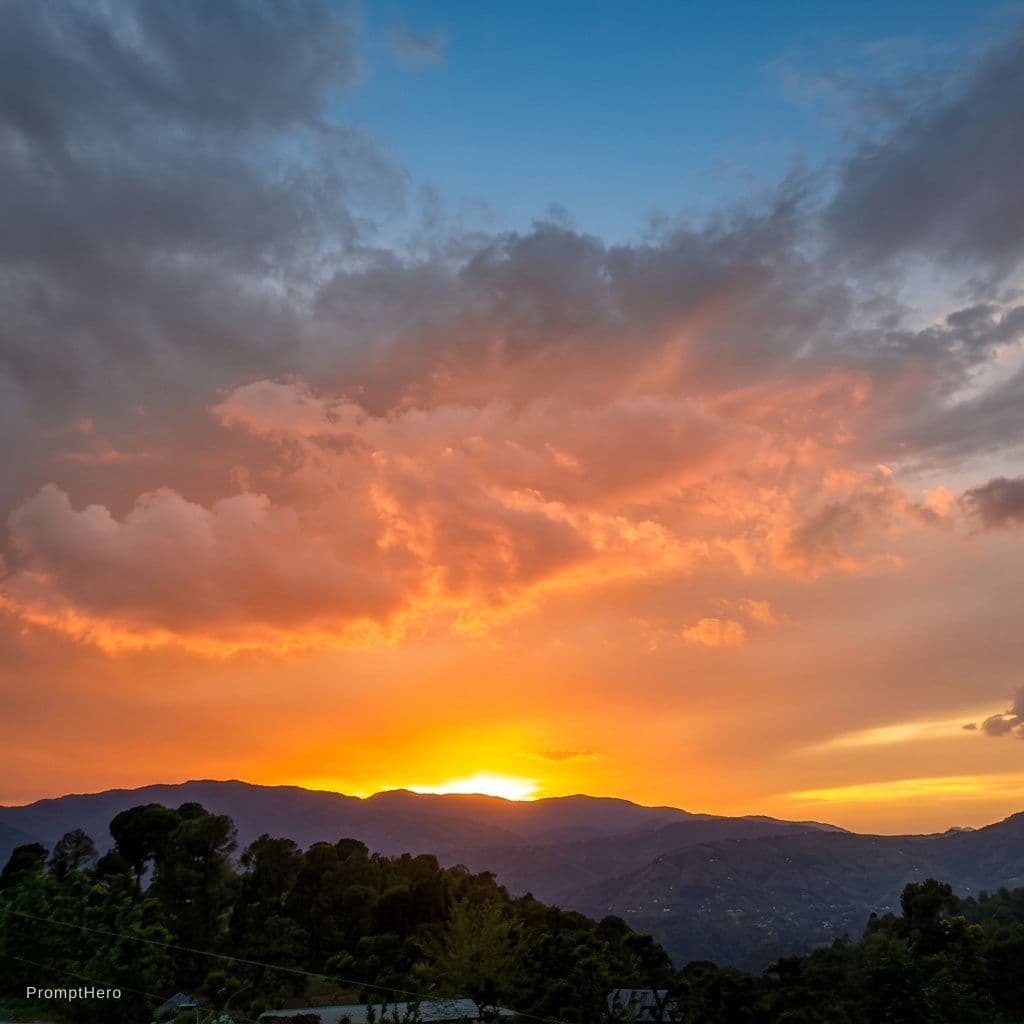 AI generated: A. Beautiful sunset and mountains
