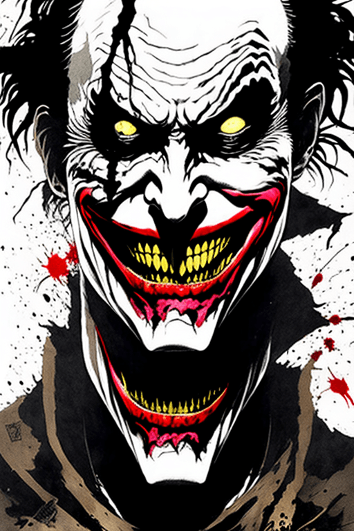 AI generated: the joker, The Joker by Tsutomu Nihei, ((Text reads "HA HA")), (strange but extremely beautiful:1.4)...
