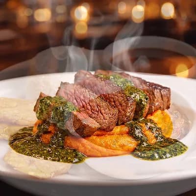 AI generated video: Create a 10-second cinematic restaurant promo video using ONLY the uploaded reference photos as the ...