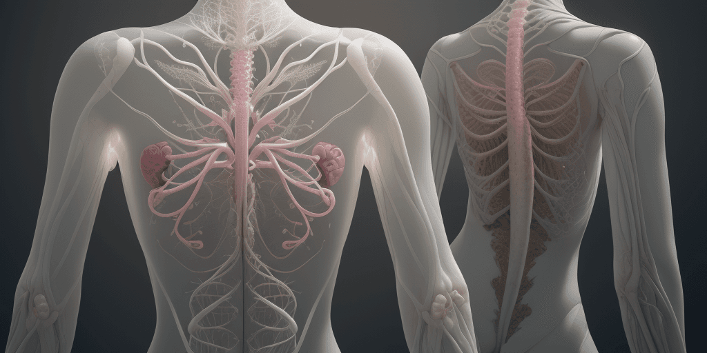 AI generated: 3d rendering, artistic anatomical render, ultra quality, human body with transparent skin revealing ...