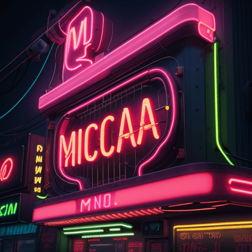 AI generated: Neon sign with "MicMania" written and a neon microfone, octane render, trending on artstation, cinem...