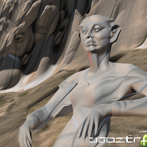 AI generated: art statue in cliffs, in the style of realistic hyper-detailed portraits, cryengine, detailed facial...