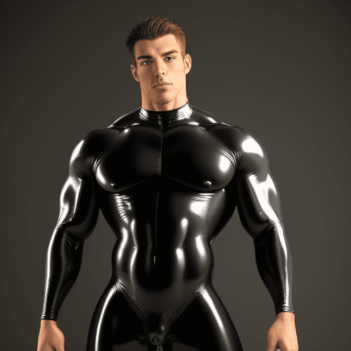 AI generated: NSFW muscular man in a latex bodysuit
