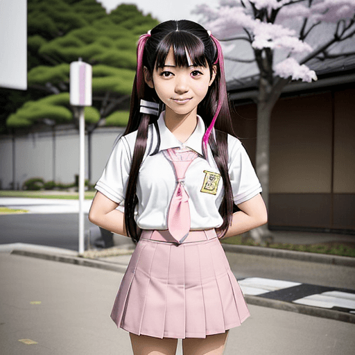 AI generated: Create an image of Akari Tanaka, a 17-year-old Japanese girl who is very popular in school and bratt...