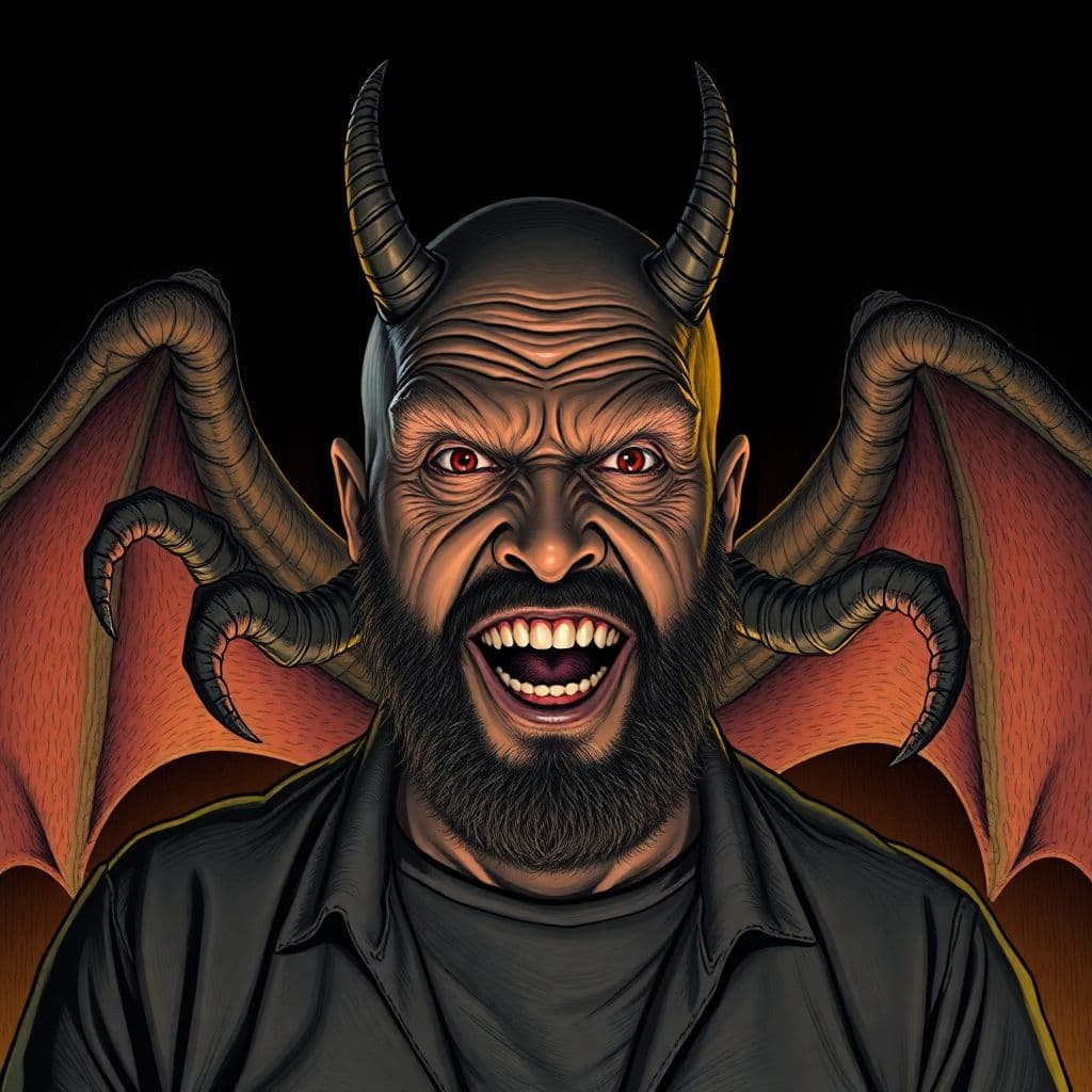 AI generated: Joe Rogan black, creepy creatures