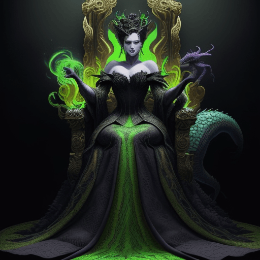 AI generated: Create a hyper-maximalist, cinematic painting depicting a dragon and its queen in a theme of shadows...