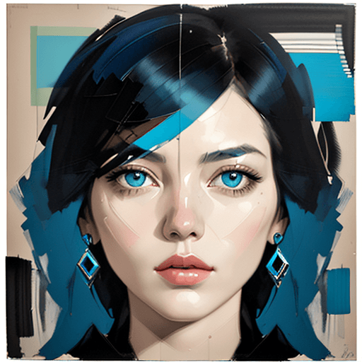 AI generated: print collage of a woman's face, in the style of josef kote, grunge beauty, dain yoon, cyan and blue...