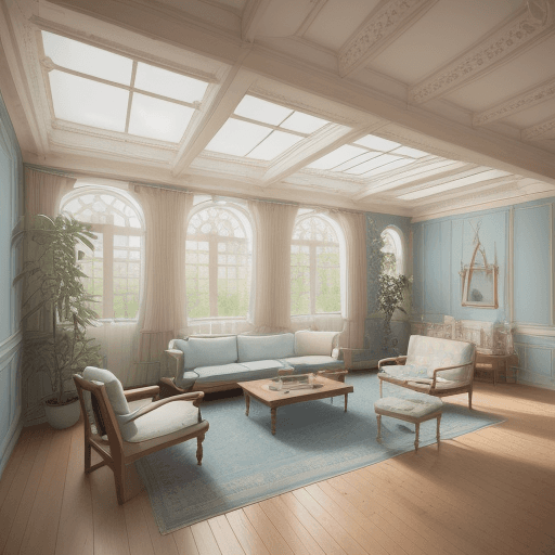 AI generated: High resolution photography interior design, dreamy sunken living room conversation pit, wooden floo...