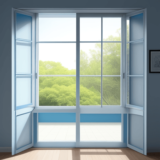 AI generated: sliding window with blue and white theme
