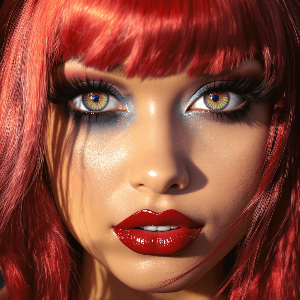 AI generated: Hyperrealism, extreme close-up Portrait of a beautiful, stunning unique female character. She has la...