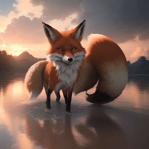 AI generated: Photo of a ultra realistic аluffy fox, dramatic light, pale sunrise, cinematic lighting, battered, l...