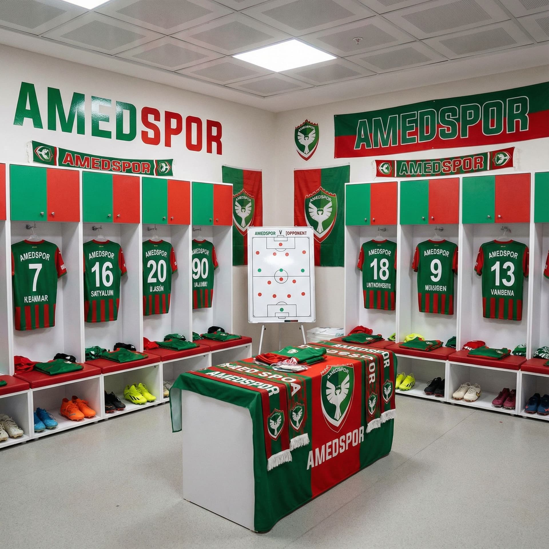 AI generated: MAÇ GÜNÜ İÇİN STADYUM SOYUNMA ODASI AMEDSPOR YAZAN