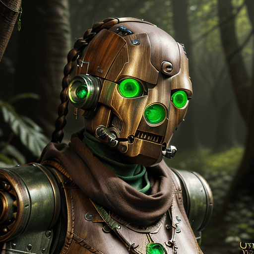 AI generated: Photo of a ultra realistic female warforged, wooden and leather construct, dramatic light, fantasy a...