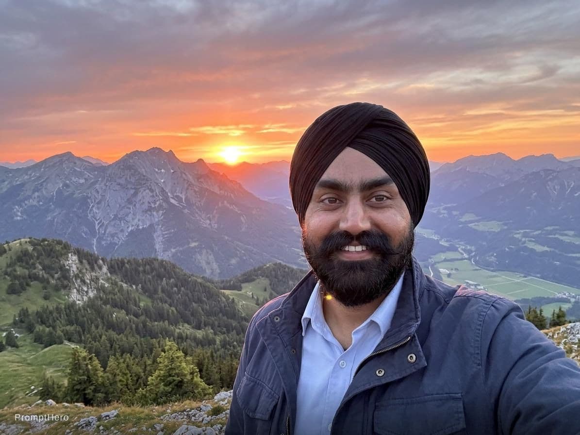 AI generated: a beautiful sunset in mountains 